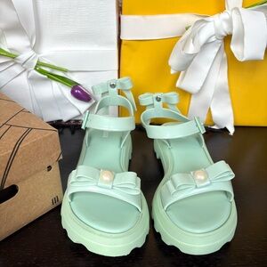 Melissa Mint Green Bow Sandals